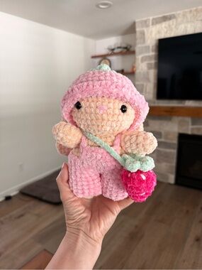 Plush Pink Strawberry Doll - Cute Kids Accessory
